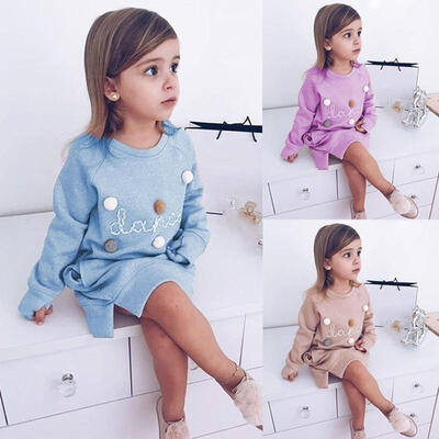

Thanksgiving Girls Kid Children Pink Dress Long Sleeve Princess Outfit Clothes