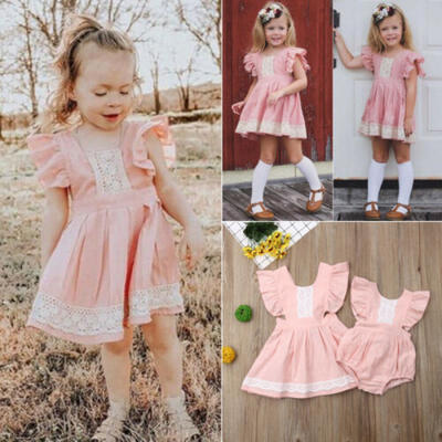 

US Toddler Baby Girl Clothes Sister Matching Ruffle Lace Romper Dress Outfit Set