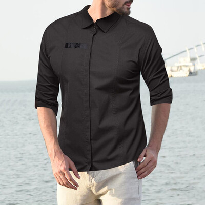 

Tailored Fashion Mens Long Sleeve Casual Fit Silm Shirt Blouse Pocket Top