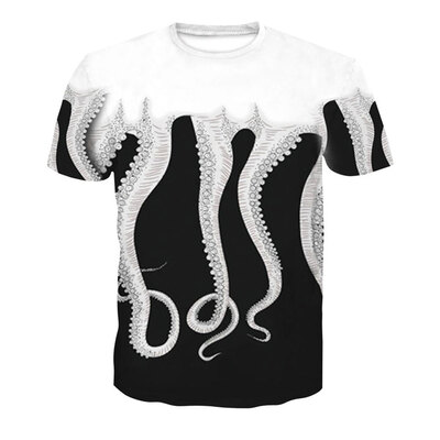 

Summer Men\s Short Sleeve Personality 3D Print Octopus T-Shirt