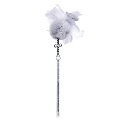 

Cat Teaser Wand Feathers Rhinestone Bell Pet Interactive Teasing Rod Toys