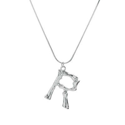 

Silvery Initial Letters Necklace Women Color Chain 2018 Fashion Long Necklaces Big Pendant Statement Necklace Collier Femme
