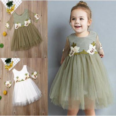 

US Kids Girls Tutu Dress Flower Princess Dress Lace Wedding Party Tulle Dress