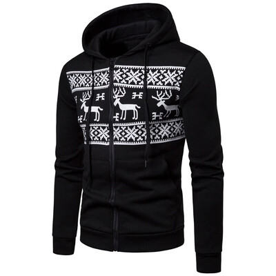 

Mens Hooded Jackets Plus Size Printed Zipper Autumn Winter Casual Hoodies Tops