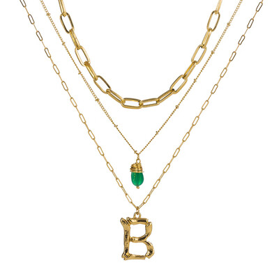 

Tiny Green Stone Gold Color Initial Necklace Letter Necklace Statemant Necklaces Personalized Pendant For Women Girls Best Gift
