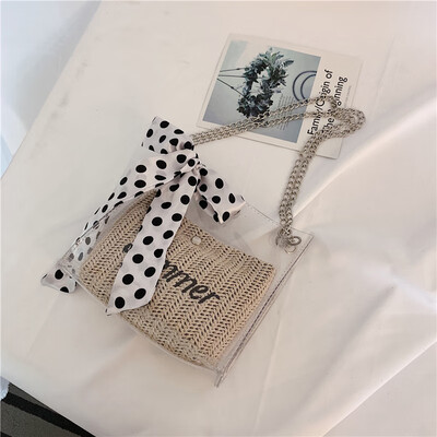 

Summer transparent jelly package female 2019 new small fresh silk scarf ins super fire fairy chain shoulder Messenger bag