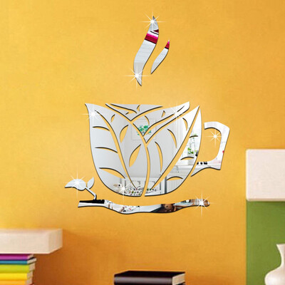 

〖Follure〗Acrylic 3D Coffee Cup Combination Mirror Effect Wall Sticker Decal Home Decor GD