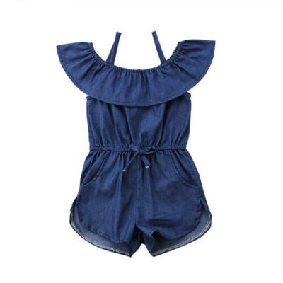 

Newest Toddler Kids Girls Denim Blue Strap Romper Jumpsuit Playsuit Clothes 1-6T