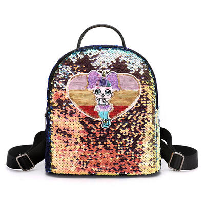 

Glitter Sequins Backpack Girls Cartoon Colorful Kids Travel Shoulder Bags
