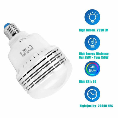 

45W 230V LED Light Bulb E26E27 Photography Daylight Lamp Bulbs 5500K Energy-saving for Photography Studio Home Warehouse Office H