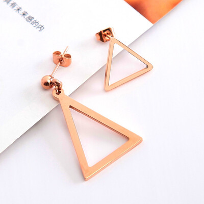 

Simple&asymmetrical rose gold temperament earrings ornament girlfriend gift