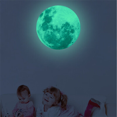 

〖Follure〗40cm 3D Large Moon Fluorescent Wall Sticker Removable Glow In The Dark Sticker