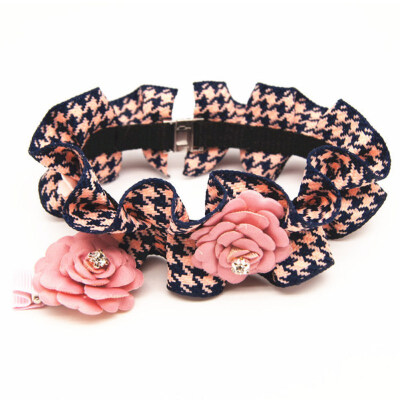 

Puppy Dog Bowknot Flower Decoration Collar Cat Neck Strap Necklace Pet Chain for Pets Chihuahua Teddy with Bell