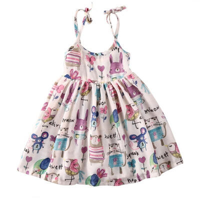 

Summer Animal Print Kids Baby Girl Vest Spaghetti Strap Casual Dress Clothes