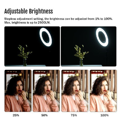 

ZOMEI 14 Inch 5500K Mono-color Dimmable Ring Video Light LED Fill Light CRI 90 with Orange Color Filter Mini Ball Head Phone Hold