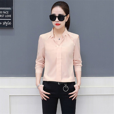 

2019 Summer Women Chiffon Blouse Shirts Ladies White Elegant Sexy V-neck Blouse Long Sleeve Shirt Female Office Shirt