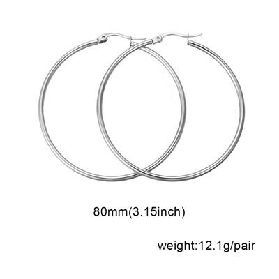 

guangxichuangshengxinfu 1 Pair Sexy Women Stainless Steel Smooth Big Large Hoop Earrings Jewelry