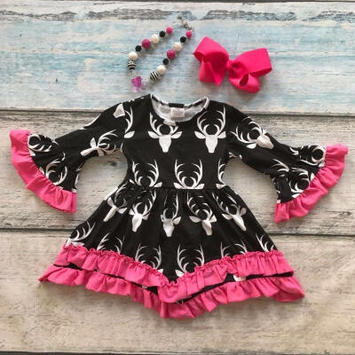 

Toddler Kids Baby Girl Dress Deer Christmas 2Pcs Clothes Princess Party Dresses