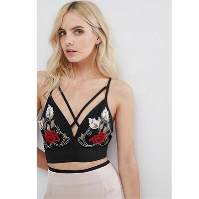 

Sexy Women Summer Bralette Crop Top Strappy Cami Bra Vest Sleeveless Bustier Black