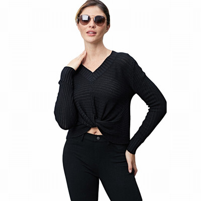 

V-neck long-sleeved pullover shirt sweater womens wool sweater
