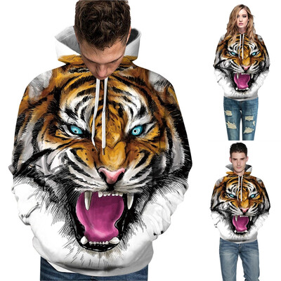 

Toponeto Women Men Couples Print Long Sleeve Hoodie Sweatshirt Pullover Tops