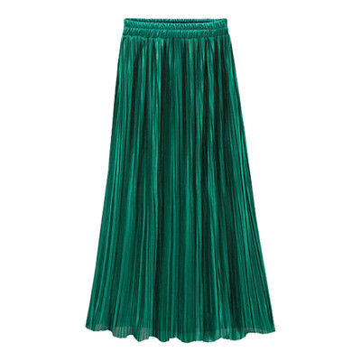 

Roseonmyhand Women Vintage Casual High Waist Long Solid Fashion Daily Pleated Skirt