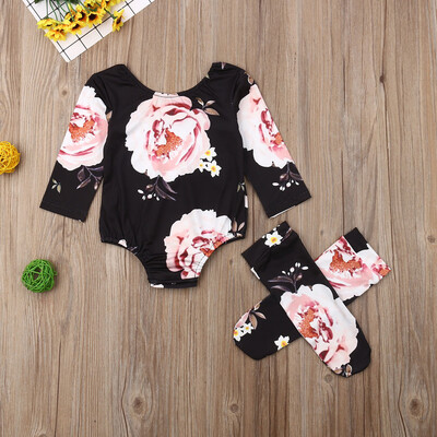 

Newborn Baby Girls Romper Jumpsuit Bodysuit Socks 2Pcs Outfit Set Clothes New