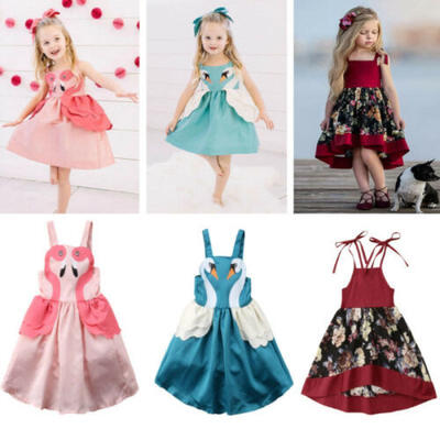 

Baby Girl Kids Swan Flamingo Tutu Tulle Dress Party Gown Bridesmaid Prom Costume