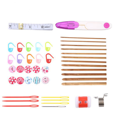 

Greensen 44Pcs Bamboo Circular Crochet Tube Sewing Needle Wood Knitting Tool Set