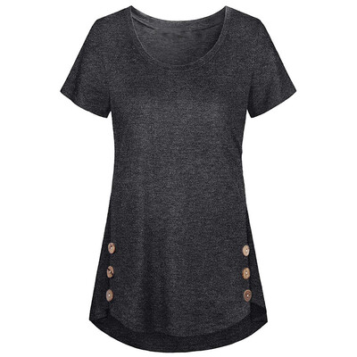 

Starmoon Women Casual Summer Lady Round Neck Button Short Sleeve Blouse Shirt Top