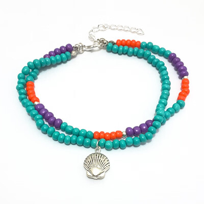 

Bohemian new foot decoration retro alloy shell rice beads anklet Europe&the United States popular foot chain wholesale