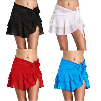

Womens Chiffon Beach Cover up Sarong Wear Ruffle Swimsuit Wrap Beach Short