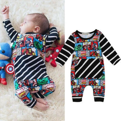 

Toddler Baby Boy Girl Superhero Romper Bodysuit Jumpsuit Outfit Kids Clothes