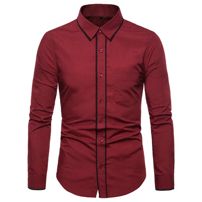 

Toponeto Men Striped Splicing Pocket Long Sleeve Shirt Fashion Long Sleeve Blouse Top