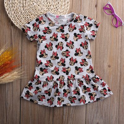 

Infants Baby Girls Cartoon Summer Minnie Mouse Striped Short Sleeve Dress Outits