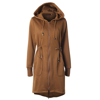 

Women Zipper Hooded Long Sleeve Coat Jacket Casual Outwear Plus Size Solid Color