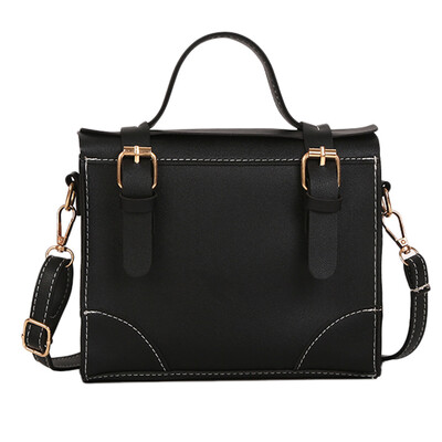 

Women PU Leather Shoulder Bag Solid Color Handbag Messenger Bags For Teenager Girls Double Hasps Crossbody Bag YJ