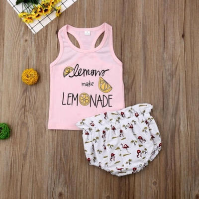 

Summer Toddler Baby Girls Vest Top T-shirtFlamingo Briefs Pants Clothes Outfits