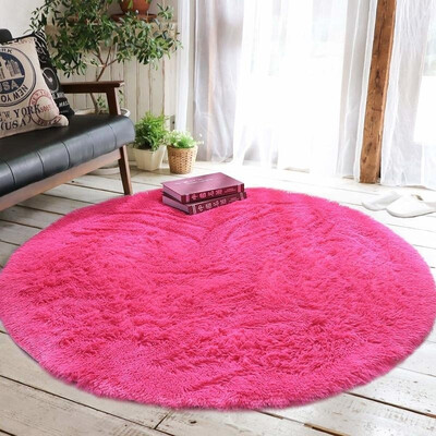 

Circle Round Soft Shaggy Rug Kids Living Room Bedroom Carpet Floor Fluffy Mat 100CM