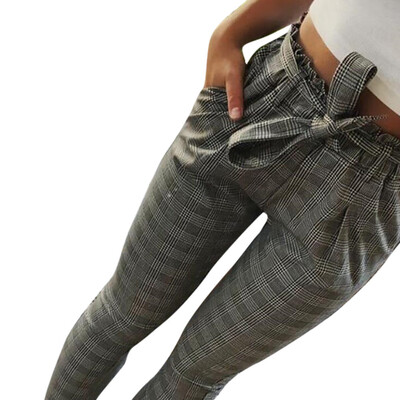 

Tailored Women Striped High Waist Harem Pants Women Bowtie Elastic Waist Casual Pants
