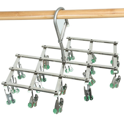 

JINLING Stainless steel windproof folding hanger 18 clip 1 stick 10646