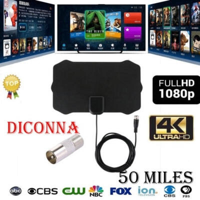 

TV Antenna HDTV Flat HD Digital Indoor Amplified 50-Mile Range TVFox VHF UHF DVB