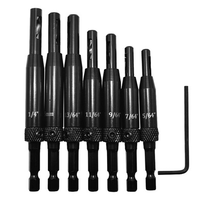 

〖Follure〗7Pcs Center Drill Bit Doors Self Centering Hinge Tapper Hole Puncher Wood Tools