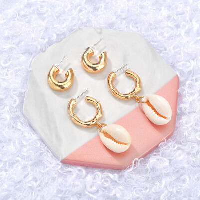 

Bohemian Earrings Gold Fashion Pearl Shell Earrings For Women Drop Conch Earrings Boho Jewelry