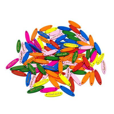 

〖Follure〗100pcs Wood color Wooden Hand made Lettering 2-hole sewing Scrapbooking 28mm