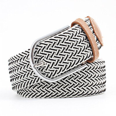 

High quality Unisex belt Patchwork color Canvas Pin Buckle Women belt casual stretch weaving Canvas Men&Women belt