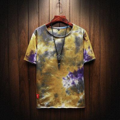 

Toponeto Mens Summer New Style Fashion Printed Tie-Dyed Short Sleeves Comfortable Top