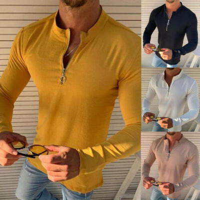 

Fashion Mens Slim Fit V Neck Long Sleeve Muscle Tee T-shirt Casual Tops Blouse