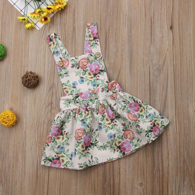 

New Kids Girls Floral Print Belted Skater Dress Kids Summer Party Dresses