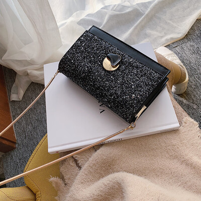 

Qiao Bani 2019 new Korean chic fashion sequins small square bag trend wild single shoulder diagonal handbags wholesale